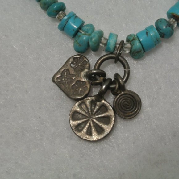 Vintage Sterling Peyote Bird Turquoise Necklace - Picture 2 of 8